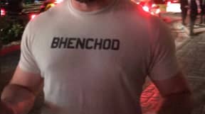 这家伙不知道他的t恤在旁遮普语里意味着什么
