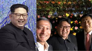 Kim Jong-联合国在一个看起来像是公共自拍照的看起来