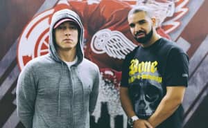 德雷克（Drake）在竞技场演出中带出了阿姆（Eminem）