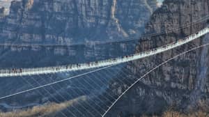 世界上最长的玻璃桥在中国开放 - 它的高速公路755英尺高