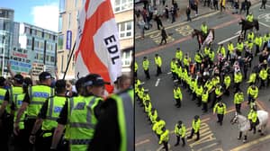 昨天参加曼彻斯特抗议的EDL成员不多