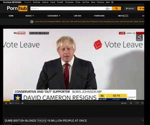 恶作剧人小伙子上传鲍里斯·约翰逊（Boris Johnson）的英国脱欧胜利演讲