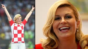克罗地亚总统科尔林达克拉巴马州 - 库塔科维奇赢得了世界杯的心