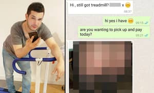 在网上卖跑步机的小伙子被买家寄来的自己屁股的照片吓呆了