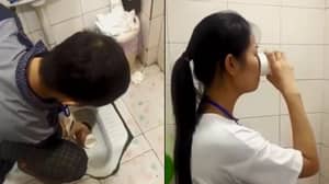 中国的员工被迫喝厕所作为惩罚