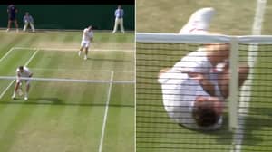 在比赛中被球击中后，网球运动员像内马尔一样滚来滚去