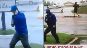 天气频道记者拍摄的电影过于戏剧化，而男人穿着短裤随便漫步