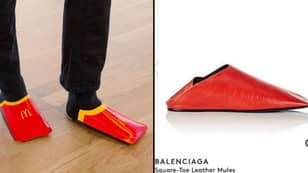 麦当劳的烤balenciaga配薯条纸箱制成的“鞋子”