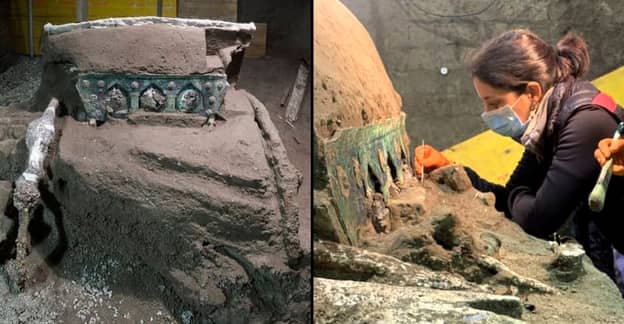 罗马战车在城市被埋葬后将近2000年在庞贝发现了