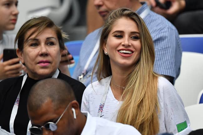 保罗·波格巴（Paul Pogba）的妻子玛丽亚·萨劳斯（Maria Salaues）在2018年国际足联世界杯上。信贷：PA