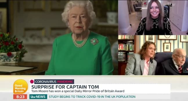 甚至Lizzie也向汤姆上尉致敬。信用：ITV