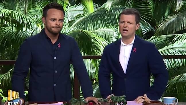 蚂蚁麦克帕特林（Ant McPartlin）与我是名人共同主持人Declan Donnelly。图片来源：ITV