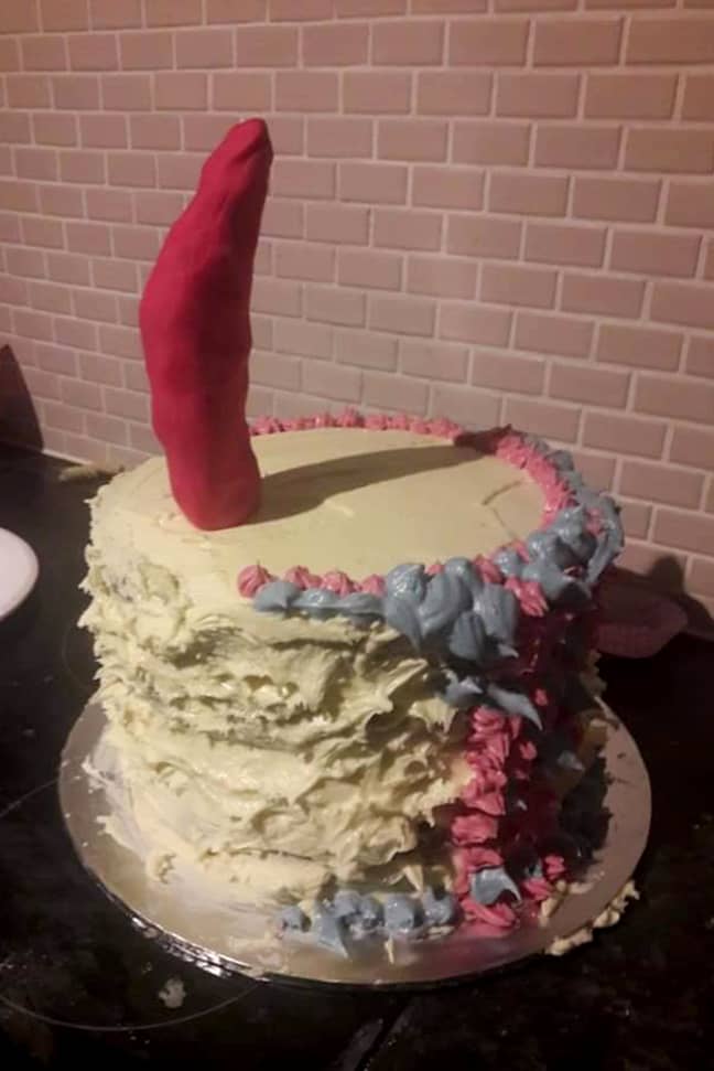 丹妮尔·亚当斯（Danielle Adams）的朋友认为蛋糕看起来更像是假阳具，而不是独角兽。图片来源：纽约