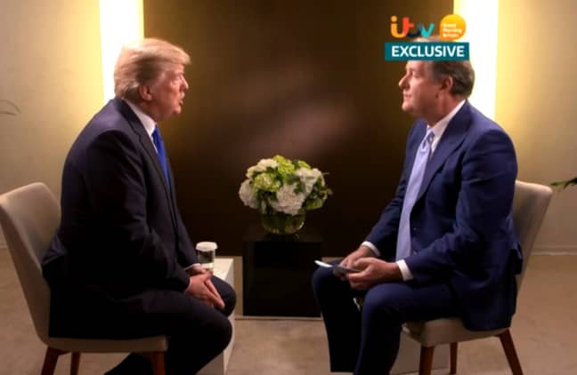 唐纳德·特朗普的采访。图片来源：ITV /早安英国