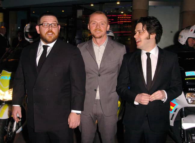 埃德加·赖特（Edgar Wright），西蒙·佩格（Simon Pegg）和尼克·弗罗斯特（Nick Frost）在Hot Fuzz Premiere上。学分：PA