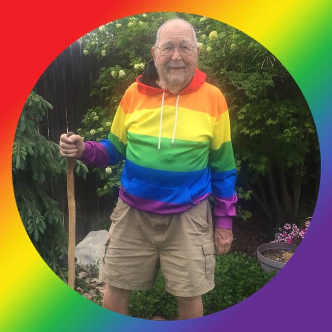 现年90岁的肯尼斯（Kenneth）以同性恋的身份出现。信用：肯尼思毛毡/Facebook