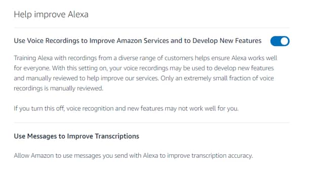 如果您取消选中此框，则意味着您的语音录音无法发送给Amazon员工。信用：LADBIBL/AMAZON