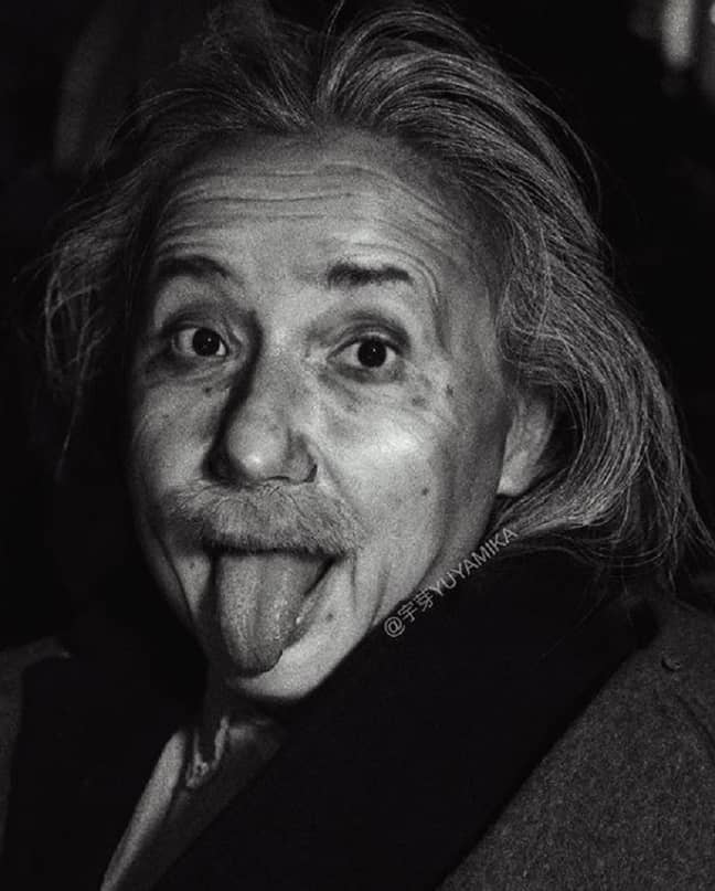 阿尔伯特·爱因斯坦的转型。学分：Instagram/Yuyamika7