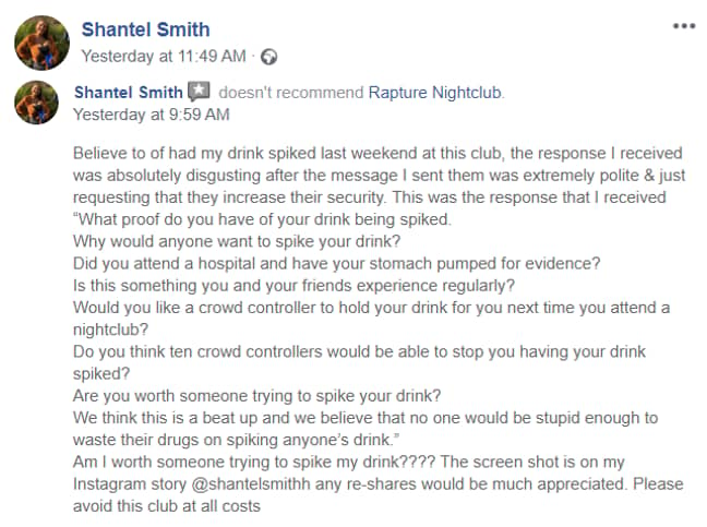 Shantel Smith还在Facebook上发表了负面评论，以备被提。信用：Facebook