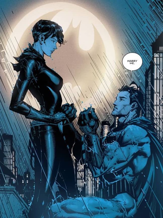 在去年蝙蝠侠对猫女的提议之后，我们可以期待今年夏天举行的婚礼。学分：DC漫画