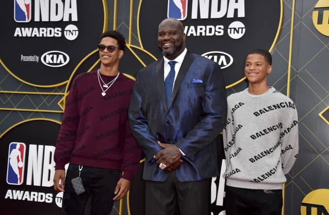 Shareef O'Neal，Shaquille O'Neal和Shaqir O'Neal。信用：PA“width=