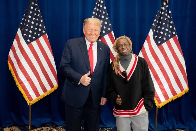 Lil Wayne在11月选举之前通过唐纳德特朗普推公自己的照片。信用：Twitter / Lil Wayne
