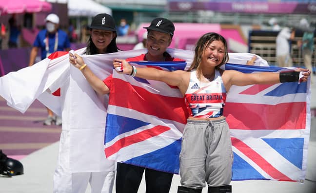 Sky Brown是有史以来最年轻的运动员参加GB团队。她在13岁时就在滑板上赢得了铜牌。（信用：PA）
