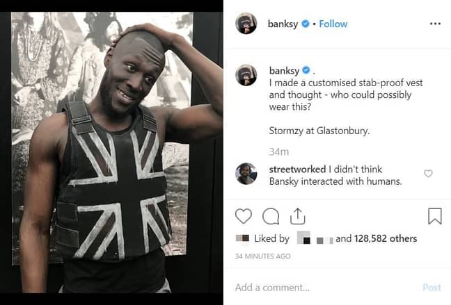 班克斯在他的Instagram上分享必威杯足球了这一消息。学分：Instagram/Banksy