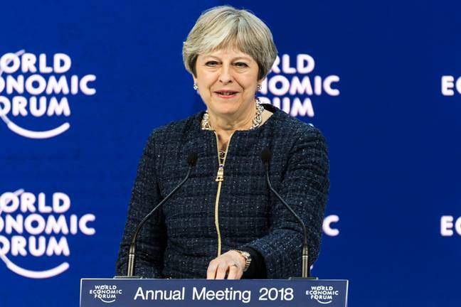 Theresa 5月在世界经济论坛的年会。信用：PA