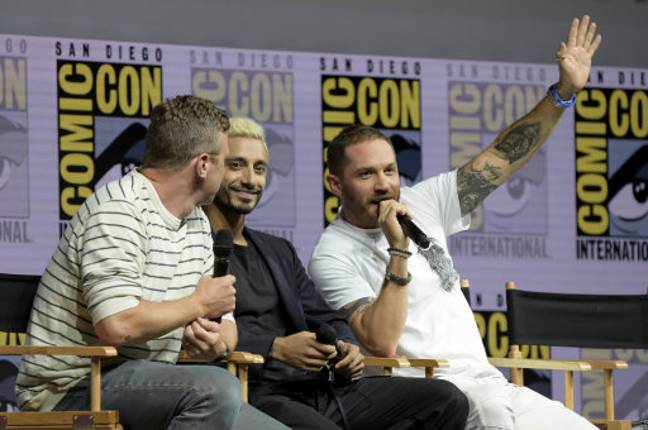 Ruben Fleischer，Riz Ahmed和Tom Hardy参加了Comic-Con International的“毒液”小组。信用：PA“loading=