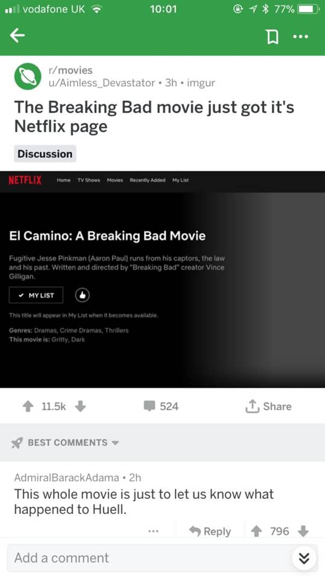 该页面似乎是由Netflix创建的，该页面出现在线。信用：reddit