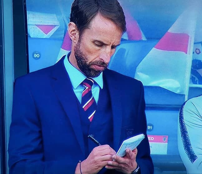 加雷斯·索斯盖特（Gareth Southgate）订购了他的外卖半场。图片：BBC