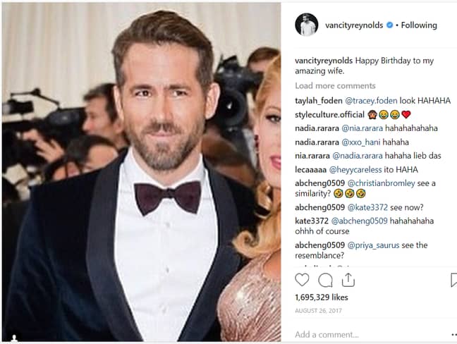学分：Instagram/Ryan Reynolds