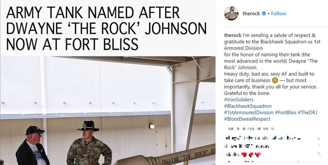 自分享他的支持以来，岩石已经进来了。图片来源：Instagram/The Rock“width=
