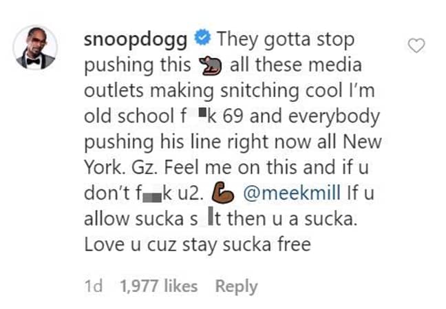 Snoop Dogg的评论。信用：Instagram / Elliottwilson