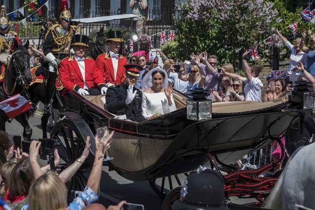 梅根和哈里在2018年的皇家婚礼后。图片来源：PA