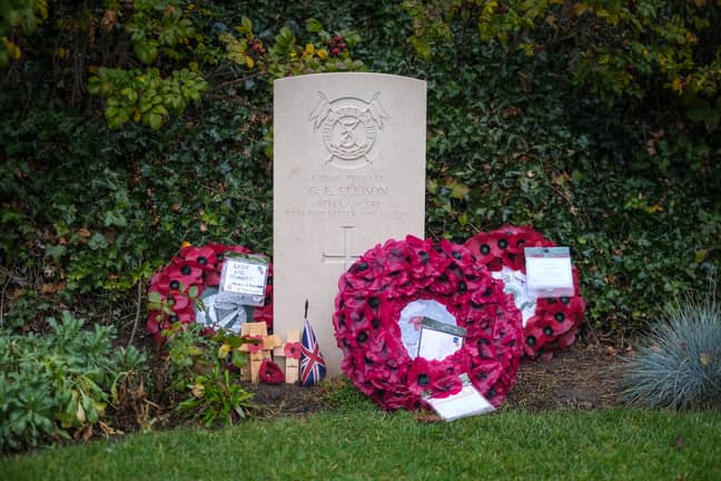 乔治·埃里森（George Ellison）的坟墓是第一次世界大战中死亡的最后一位英国士兵。信用：SWNS