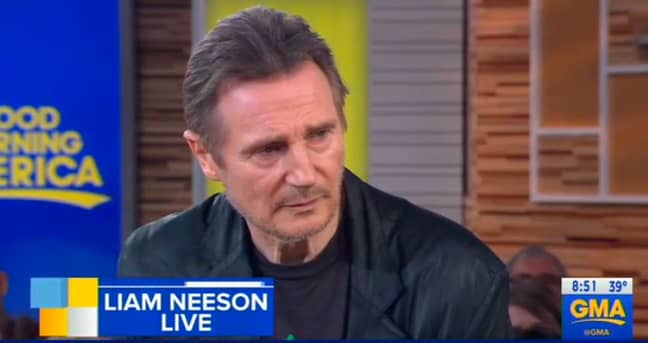 利亚姆·尼森（Liam Neeson）出现在美国早安。信用：美国广播公司/早安美国
