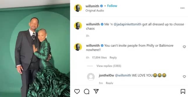 事件发生后，史密斯在帖子中添加了评论。学分：威尔史密斯/Instagram