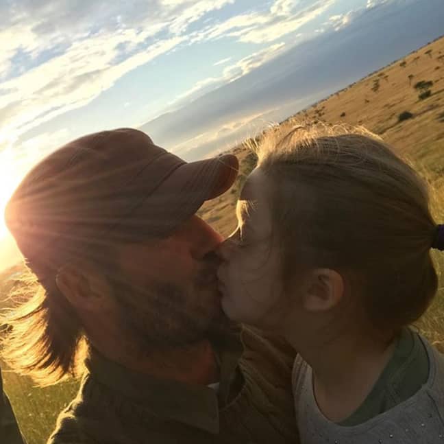 贝克汉姆和他的女儿在2017年。信贷：Instagram/David Beckham“width=