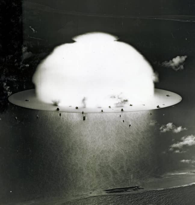1946年在比基尼环礁（Bikini Atoll）进行的核试验。信贷：PA