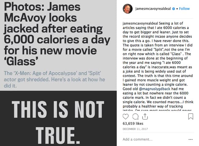 James Mcavoy解释了他如何在'Glass'Credit中展示角色：Instagram / James Mcavoy