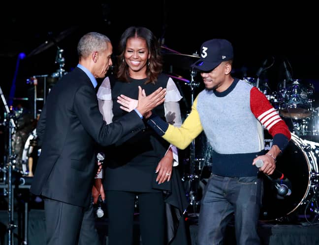 巴拉克和米歇尔·奥巴马（Michelle Obama）偶然说唱歌手。信用：PA
