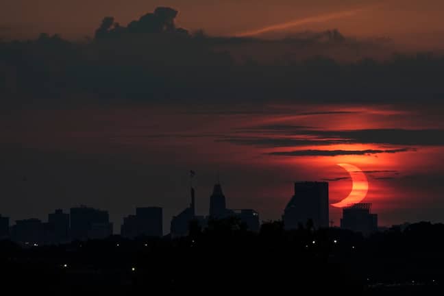 今天在巴尔的摩拍摄的日食。信用：PA