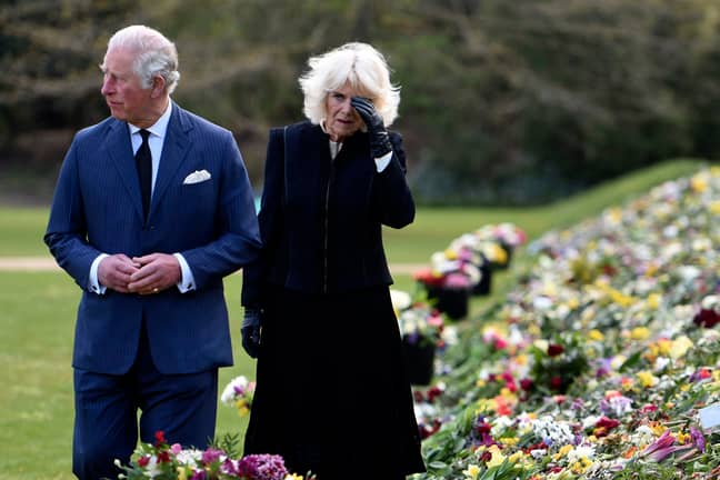 康沃尔公爵查尔斯王子和卡米拉王子访问已故菲利普亲王的致敬。信用：PA