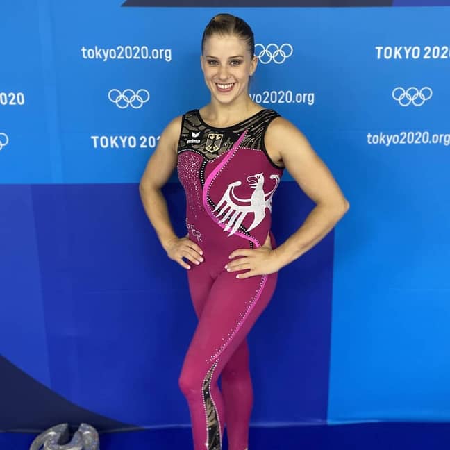 伊丽莎白·塞兹（Elisabeth Seitz）在新的奥运会unitards中。学分：Instagram/@seitzeli