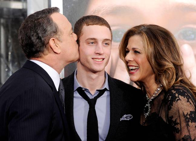 汤姆·汉克斯（Tom Hanks），切特·汉克斯（Chet Hanks）和丽塔·威尔逊（Rita Wilson），2011年。信贷：Alamy“width=