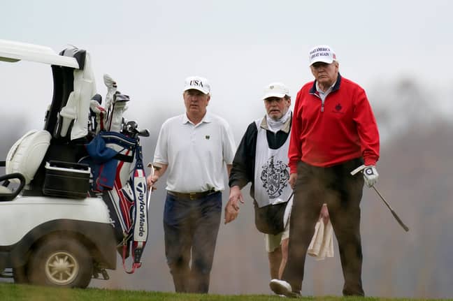 特朗普跳过了大流行的准备会议来打高尔夫球。信用：PA“width=