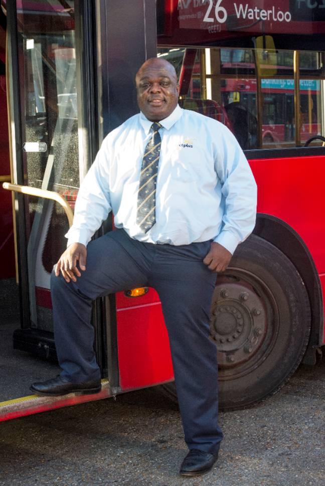 帕特里克·劳森（Patrick Lawson）是伦敦最幸福的公共汽车司机。图片来源：杰里米·塞尔温（Jeremy Selwyn）/晚上标准/Eyevine
