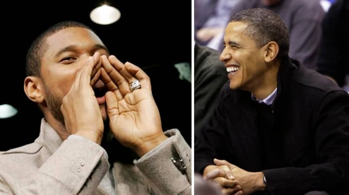 奥巴马与迎接白宫的Usher一起跳舞到“热线”
